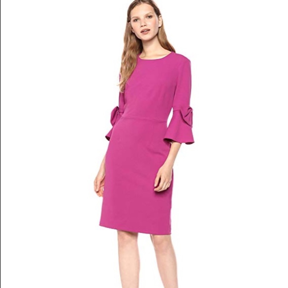 Donna Morgan Bow sleeve fuchsia dress